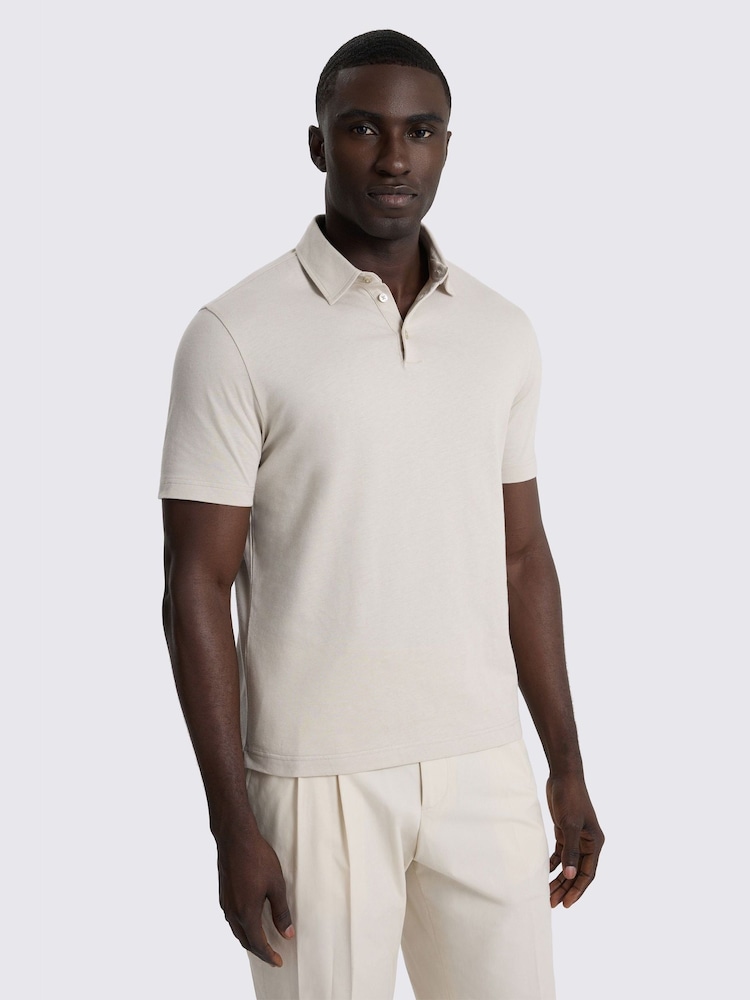 MOSS Natural Jersey Polo Shirt - Image 1 of 3