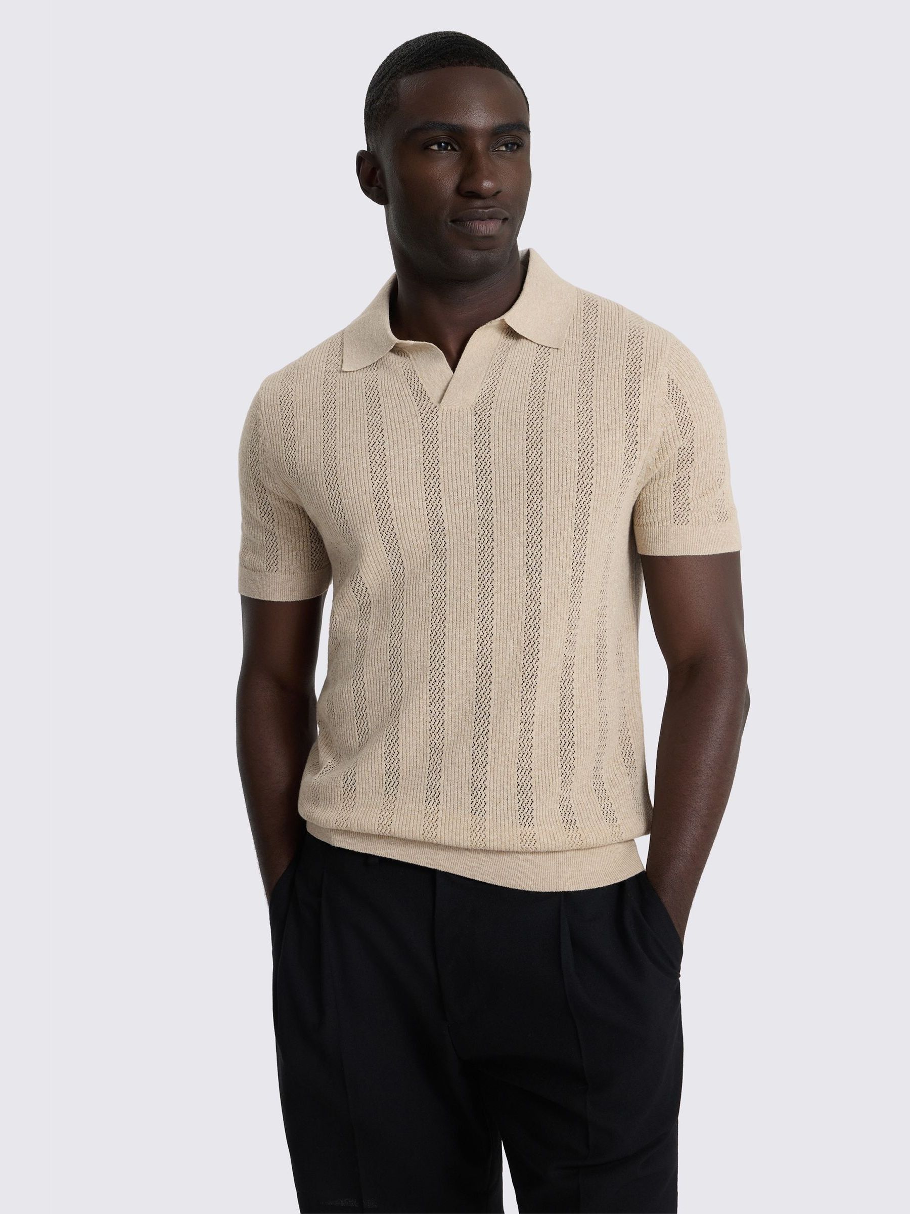 TTT_MSW 21ss Persia knit polo shirt Lサイズ Comprar Bege Claro - Camisa polo Skipper MOSS Pointelle em mistura