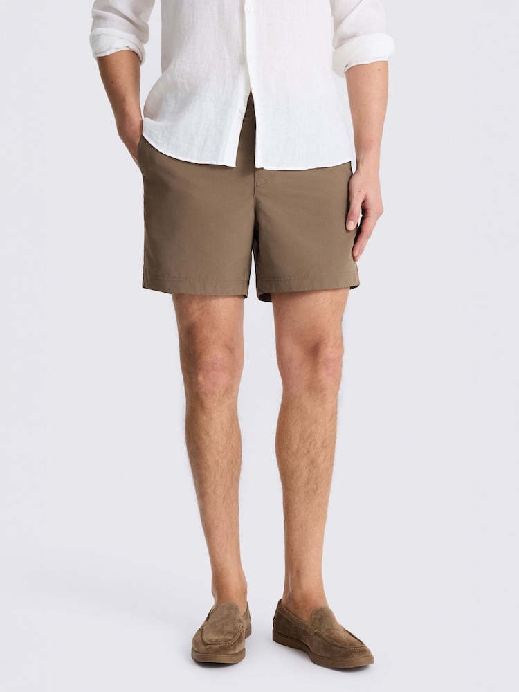 MOSS Taupe Brown Smart Swim Shorts - Image 1 of 4