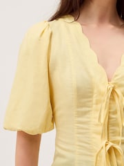 Monsoon Yellow Willow Puff Sleeve Tie Front Top - Image 2 of 5