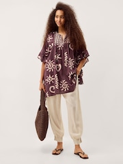 Monsoon Mafalda Print Ruffle Mini Kaftan - Image 3 of 5