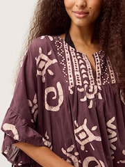 Monsoon Mafalda Print Ruffle Mini Kaftan - Image 4 of 5