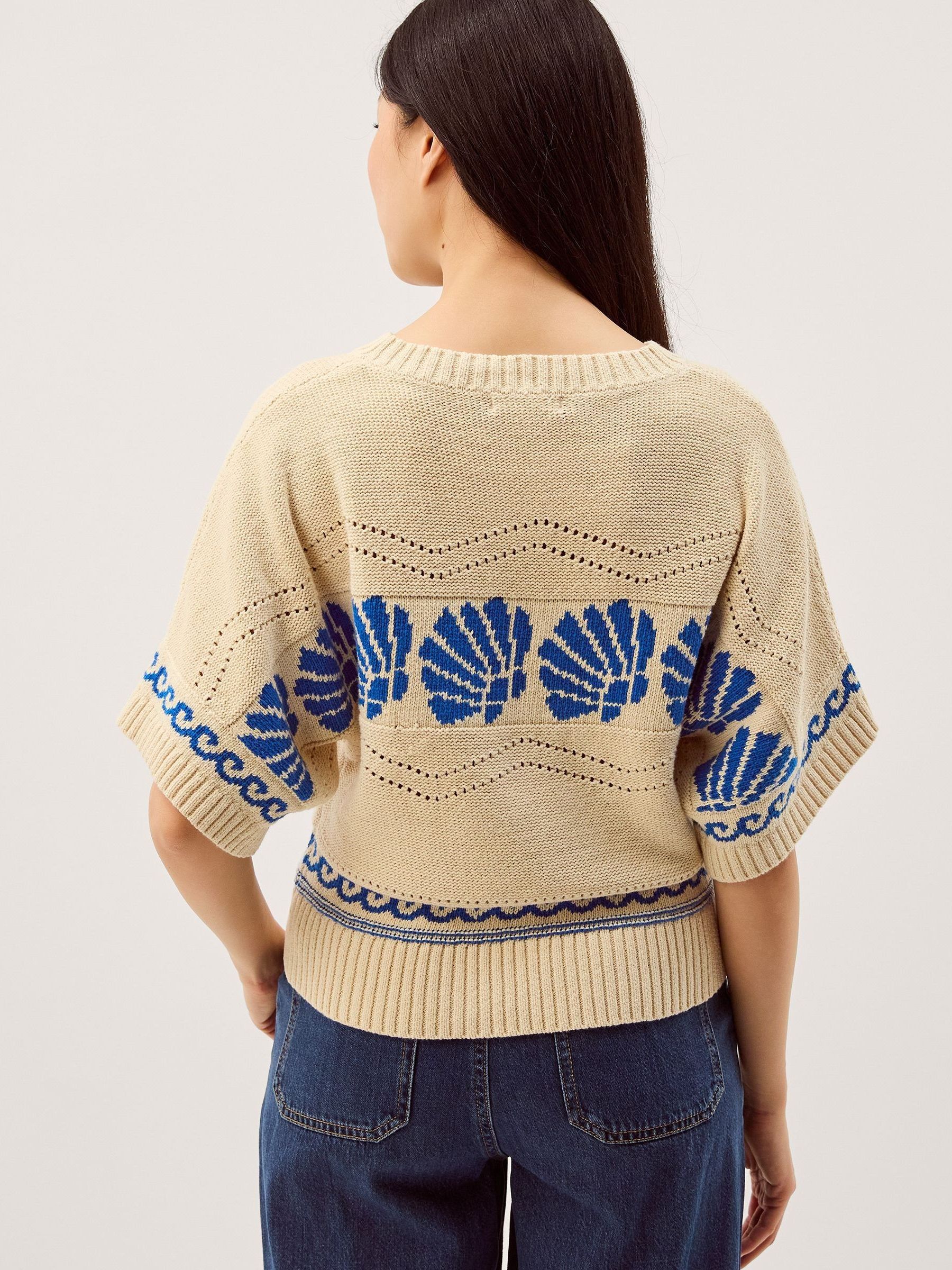 Buy Monsoon Cream & Blue Safi Shell Knit Jumper from Next USA