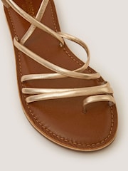 Monsoon Gold Gia Tassel Strap Leather Sandals - Image 2 of 3