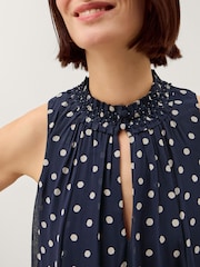 Monsoon Blue Yaz Sleeveless Polka Dot Midi Dress - Image 2 of 4