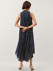 Monsoon Blue Yaz Sleeveless Polka Dot Midi Dress - Image 3 of 4