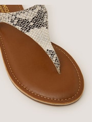 Monsoon Natural Immy Animal Print Leather Toe Post Sandals - Image 3 of 3