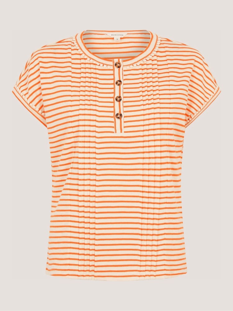 Monsoon Orange Selena Stripe T-Shirt - Image 5 of 5