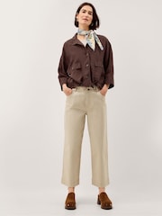 Monsoon Brown Marie Funnel Neck Linen Blend Jacket - Image 3 of 5