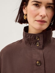 Monsoon Brown Marie Funnel Neck Linen Blend Jacket - Image 5 of 5