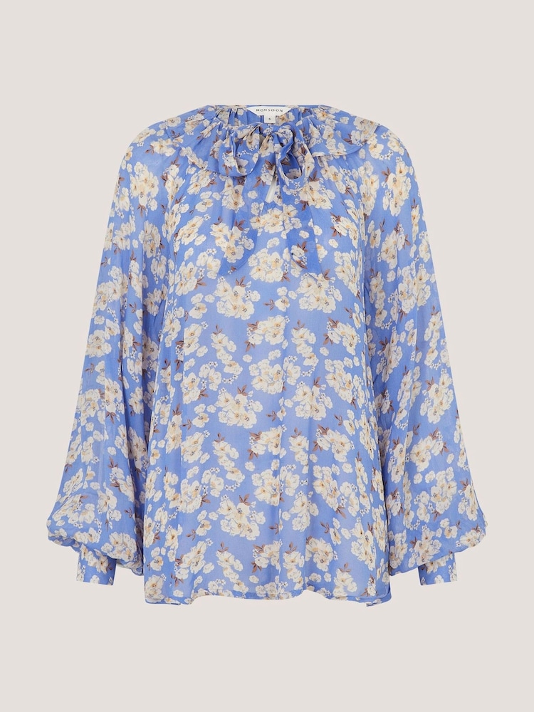 Monsoon Blue Sian Floral Print Blouse - Image 6 of 6 Monsoon Blue Sian Floral Print Blouse - Image 6 of 6