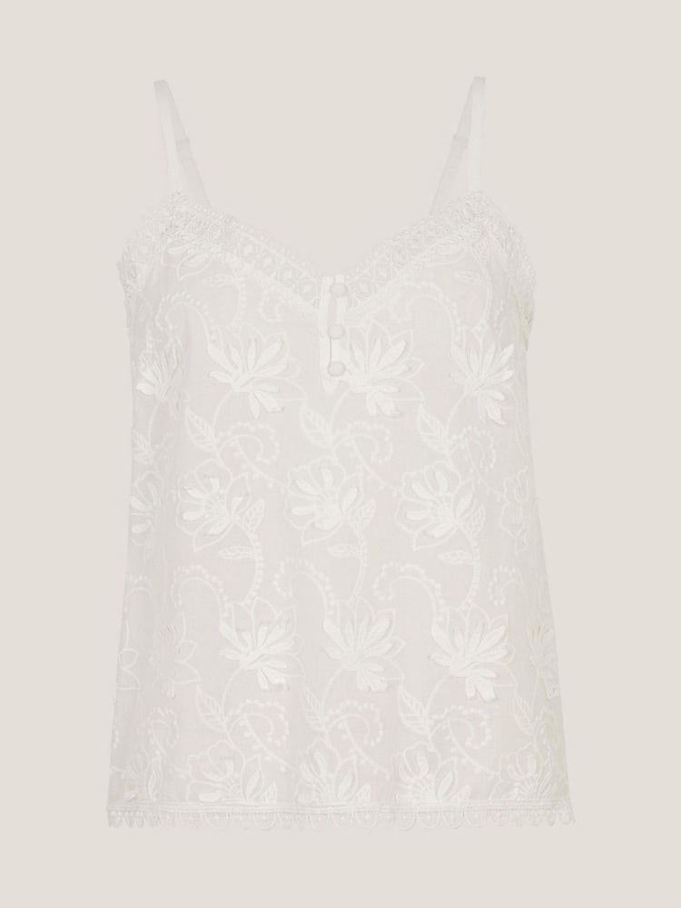 Monsoon White Rosie Embroidered Cami Top - Image 5 of 5