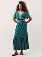 Monsoon Jacqui Embroidered Jersey Midi Dress - Image 1 of 5
