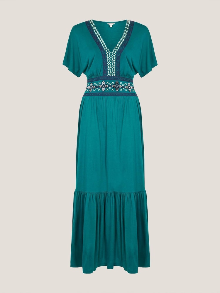 Monsoon Jacqui Embroidered Jersey Midi Dress - Image 5 of 5