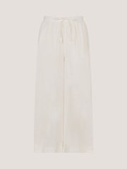 Monsoon White Maisie Linen Blend Crop Wide Leg Trousers - Image 6 of 6