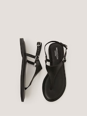 Monsoon Black Immy Toe Post Leather Sandals - Image 2 of 3