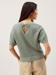 Monsoon Green Siara Short Sleeve Knit Jumper - Image 4 of 5