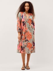 Monsoon Green Carmen Floral Midi Tunic Dress - Image 2 of 5