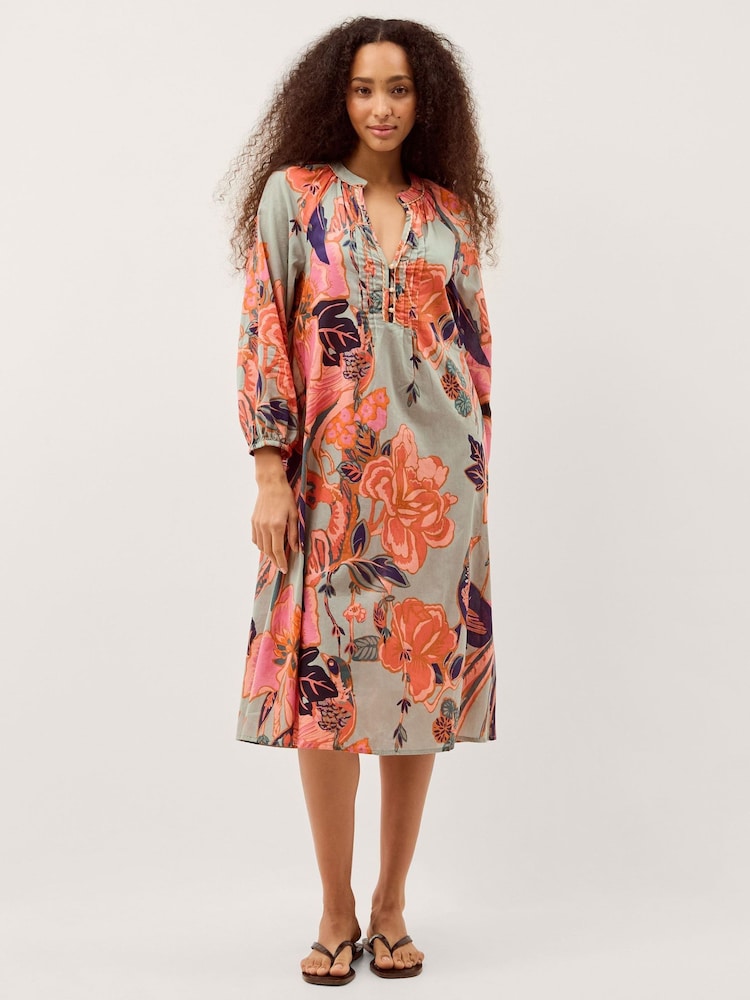 Monsoon Green Carmen Floral Midi Tunic Dress - Image 2 of 5 Monsoon Green Carmen Floral Midi Tunic Dress - Image 2 of 5