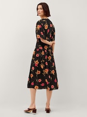 Monsoon Black Fallon Floral Print Lace Midi Dress - Image 3 of 5