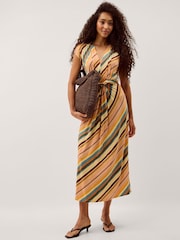 Monsoon Tola Stripe Jersey Midi Dress - Image 1 of 6