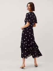 Monsoon Blue Rowena Polka Dot Ruffle Midi Dress - Image 3 of 5