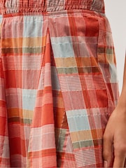Monsoon Orange Cecily Check Midi Skirt - Image 2 of 5