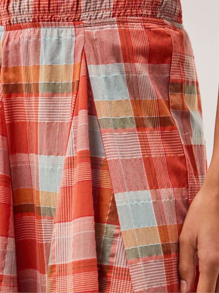 Monsoon Orange Cecily Check Midi Skirt - Image 2 of 5 Monsoon Orange Cecily Check Midi Skirt - Image 2 of 5