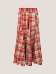 Monsoon Orange Cecily Check Midi Skirt - Image 5 of 5