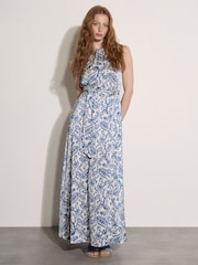Apricot Blue Paisley Print Satin Maxi Dress - Image 2 of 4