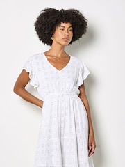 Apricot White Sequin Floral Embroidered Mini Dress - Image 3 of 4