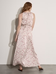 Apricot Pink Paisley Print Satin Maxi Dress - Image 2 of 4