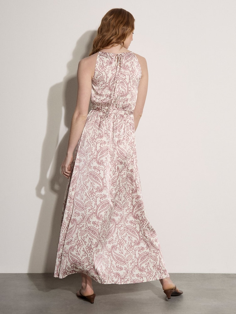 Apricot Pink Paisley Print Satin Maxi Dress - Image 2 of 4