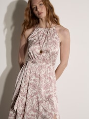 Apricot Pink Paisley Print Satin Maxi Dress - Image 3 of 4