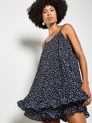 Apricot Blue Poka Dot Pleated Chiffon Cami Top - Image 1 of 4