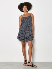 Apricot Blue Poka Dot Pleated Chiffon Cami Top - Image 2 of 4