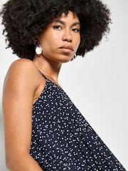 Apricot Blue Poka Dot Pleated Chiffon Cami Top - Image 3 of 4