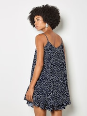 Apricot Blue Poka Dot Pleated Chiffon Cami Top - Image 4 of 4