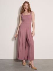 Apricot Purple Crepe Wide-Leg Jumpsuit - Image 1 of 5