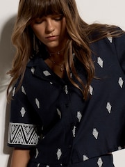 Apricot Blue Cotton-Blend Embroidered Shirt - Image 5 of 5