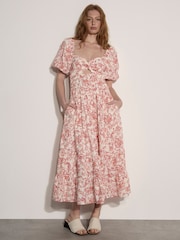 Apricot Pink Floral Print Cotton Broderie Maxi Dress - Image 2 of 4