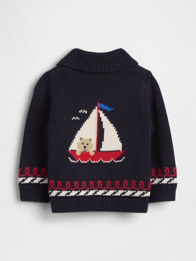 Gap Navy Nautical Shawl Cardigan (0-24mths) - Image 2 of 2