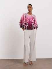 Joanna Hope Pink Bubble Hem Chiffon Blouse - Image 1 of 4