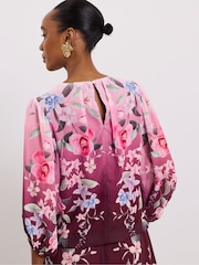 Joanna Hope Pink Bubble Hem Chiffon Blouse - Image 2 of 4