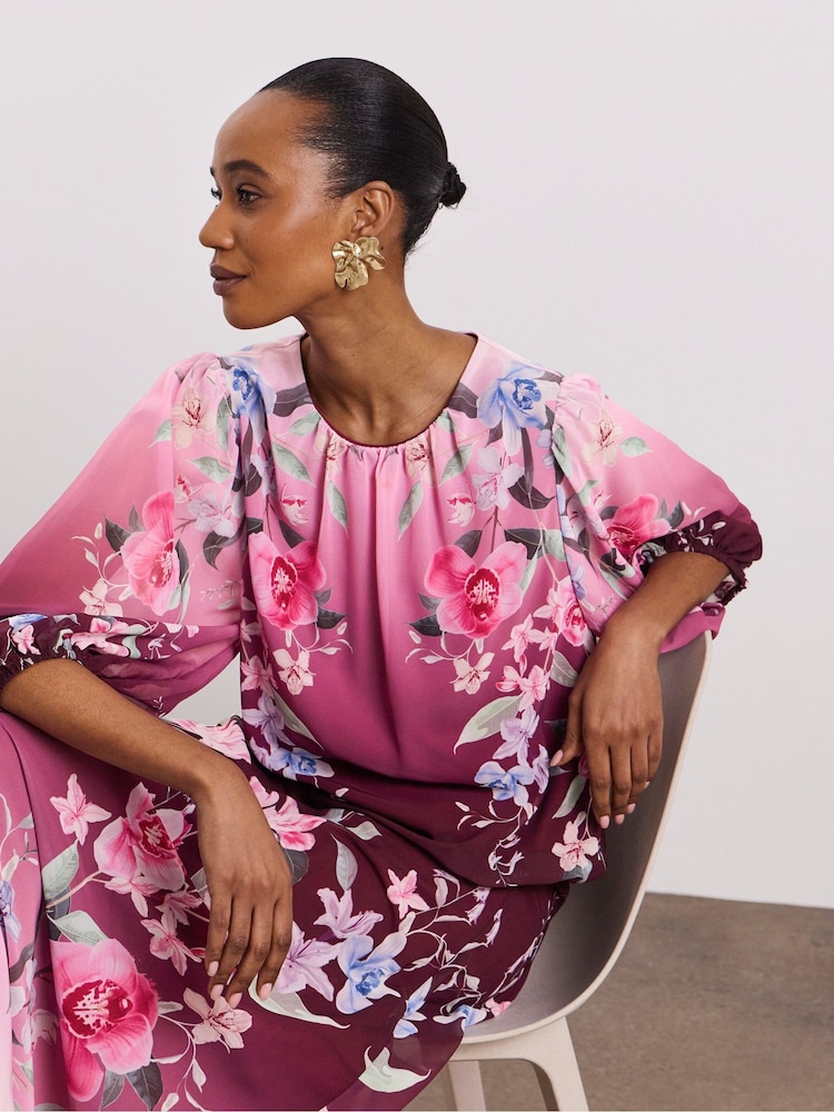 Joanna Hope Pink Bubble Hem Chiffon Blouse - Image 4 of 4