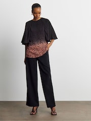 Joanna Hope Animal Ombre Leopard Print Pleated Blouse - Image 1 of 4