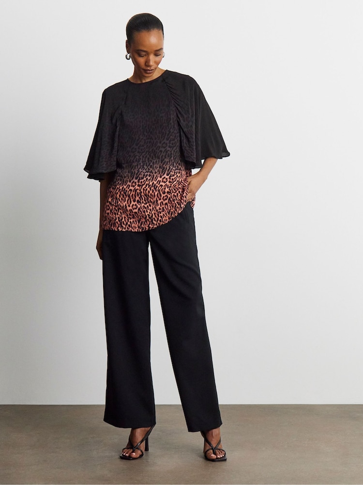 Joanna Hope Animal Ombre Leopard Print Pleated Blouse - Image 1 of 4