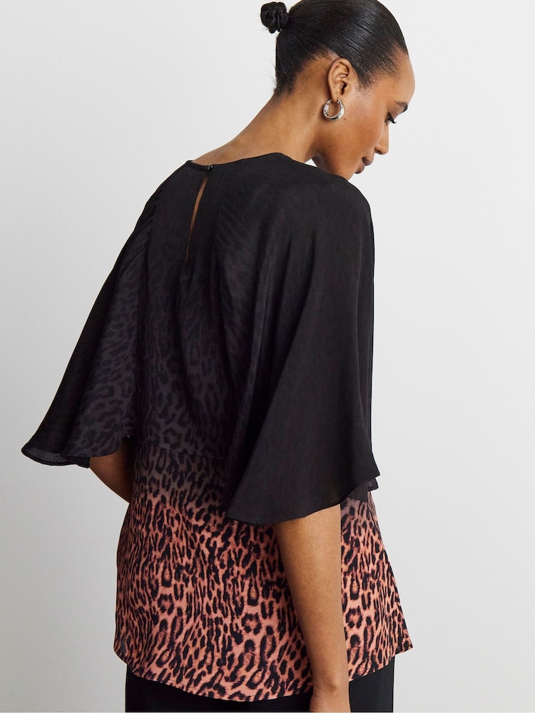 Joanna Hope Animal Ombre Leopard Print Pleated Blouse - Image 2 of 4