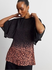 Joanna Hope Animal Ombre Leopard Print Pleated Blouse - Image 3 of 4