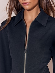 Lipsy Black Structured Zip Front Collared Jacket - Image 2 of 5
